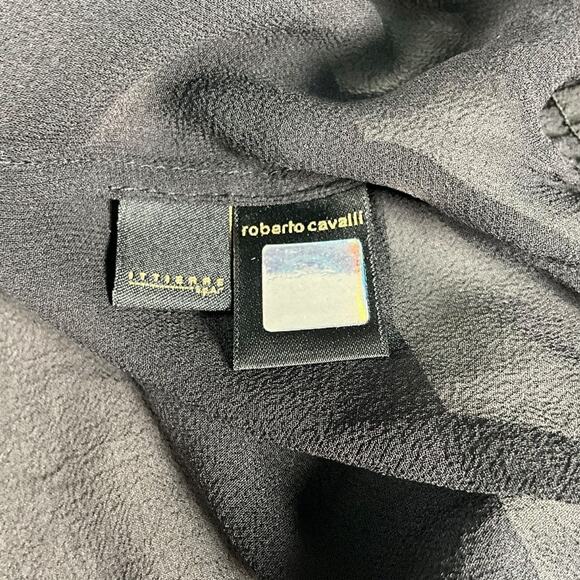 Just Cavalli by Roberto Cavalli Black Sheer Silk Blouse Size 42 Made in Italy - Picture 12 of 14